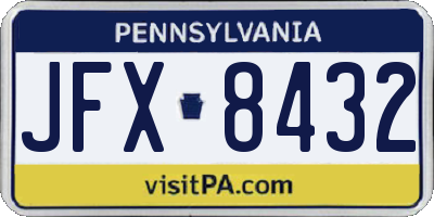 PA license plate JFX8432