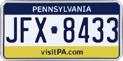 PA license plate JFX8433
