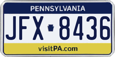 PA license plate JFX8436