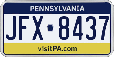 PA license plate JFX8437