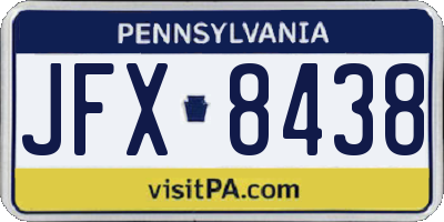 PA license plate JFX8438