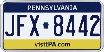 PA license plate JFX8442