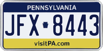 PA license plate JFX8443