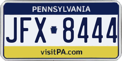 PA license plate JFX8444