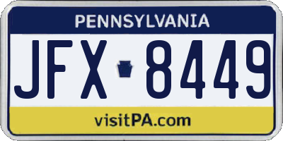 PA license plate JFX8449