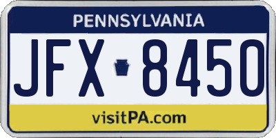 PA license plate JFX8450