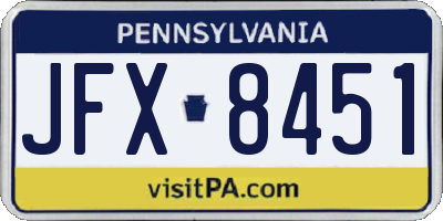 PA license plate JFX8451