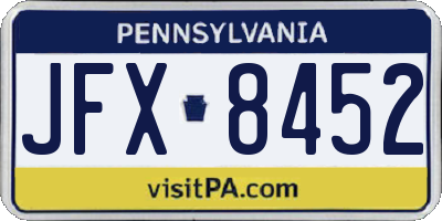 PA license plate JFX8452