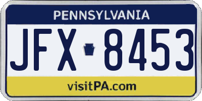 PA license plate JFX8453