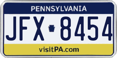 PA license plate JFX8454