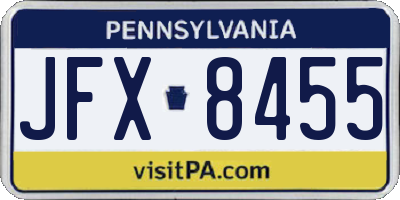 PA license plate JFX8455