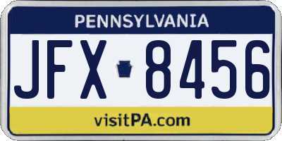 PA license plate JFX8456
