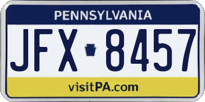 PA license plate JFX8457