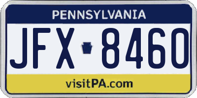 PA license plate JFX8460