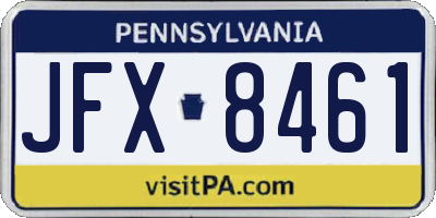PA license plate JFX8461