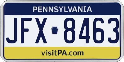 PA license plate JFX8463
