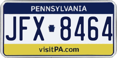 PA license plate JFX8464