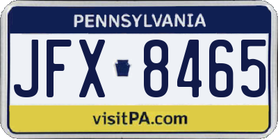 PA license plate JFX8465