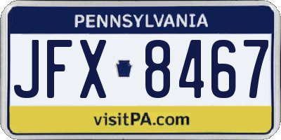 PA license plate JFX8467