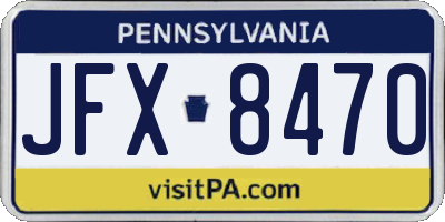 PA license plate JFX8470