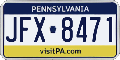 PA license plate JFX8471