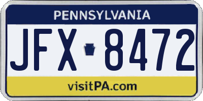 PA license plate JFX8472