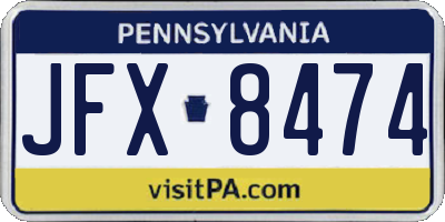 PA license plate JFX8474
