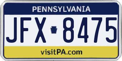 PA license plate JFX8475