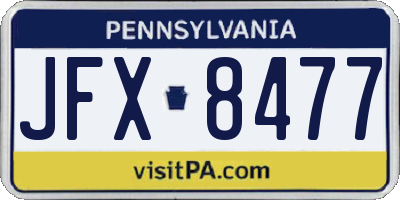 PA license plate JFX8477