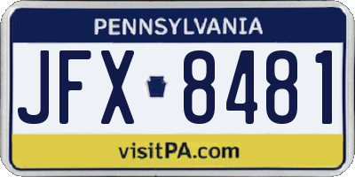 PA license plate JFX8481