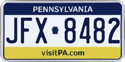PA license plate JFX8482