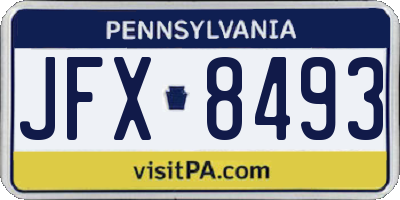 PA license plate JFX8493