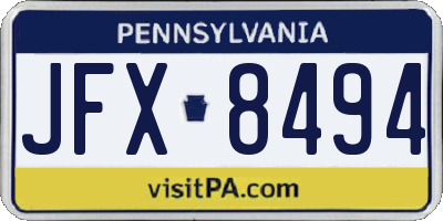 PA license plate JFX8494