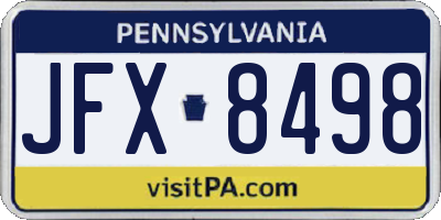 PA license plate JFX8498