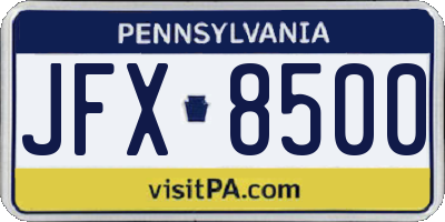 PA license plate JFX8500