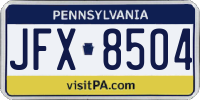 PA license plate JFX8504