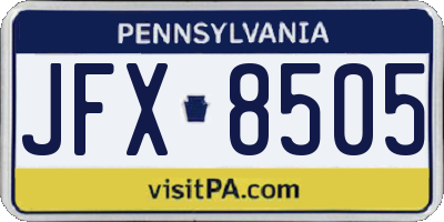 PA license plate JFX8505