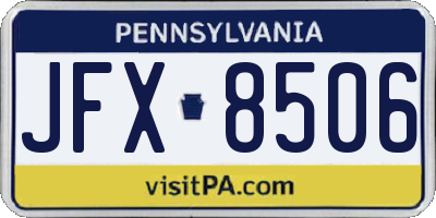 PA license plate JFX8506