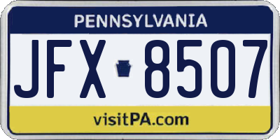 PA license plate JFX8507