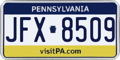 PA license plate JFX8509