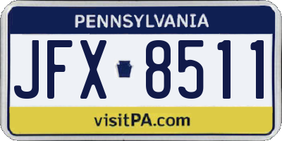 PA license plate JFX8511