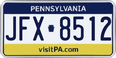 PA license plate JFX8512