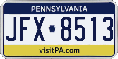 PA license plate JFX8513