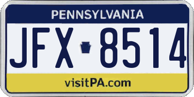 PA license plate JFX8514