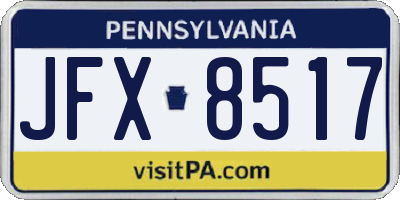 PA license plate JFX8517