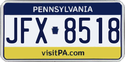 PA license plate JFX8518