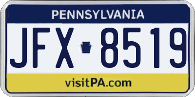 PA license plate JFX8519