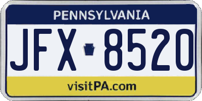 PA license plate JFX8520