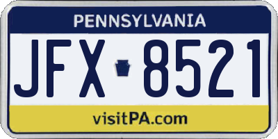 PA license plate JFX8521
