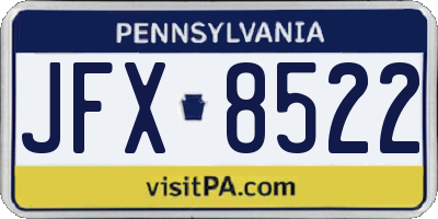 PA license plate JFX8522